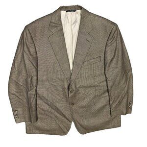 Jack Victor Wool Silk Blazer Textured Fabric Sport Coat Beige Micro-Check 44 S